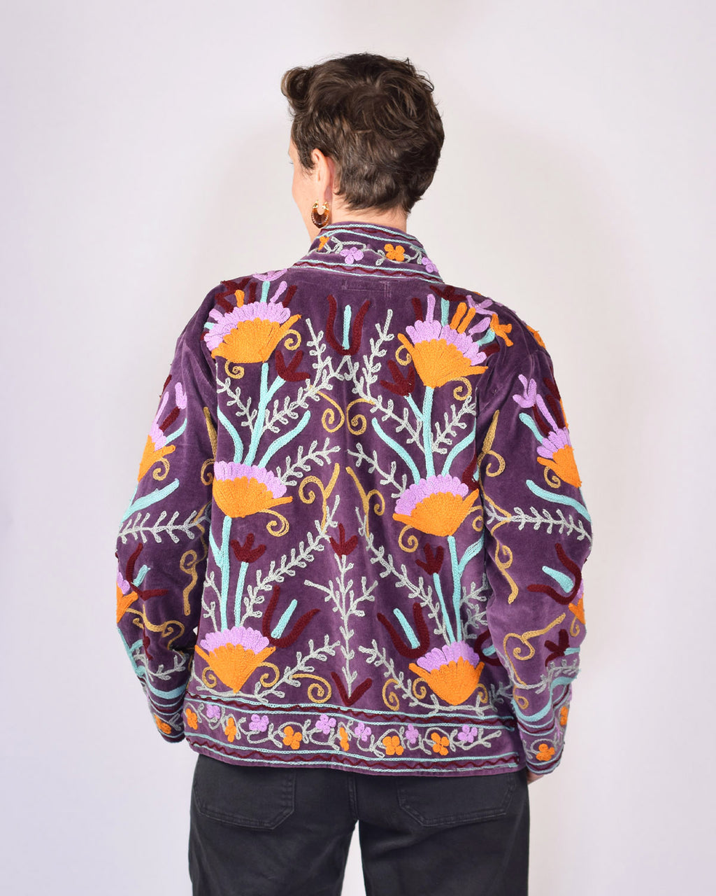Boho Blooms Embroidered Velvet Jacket - 05