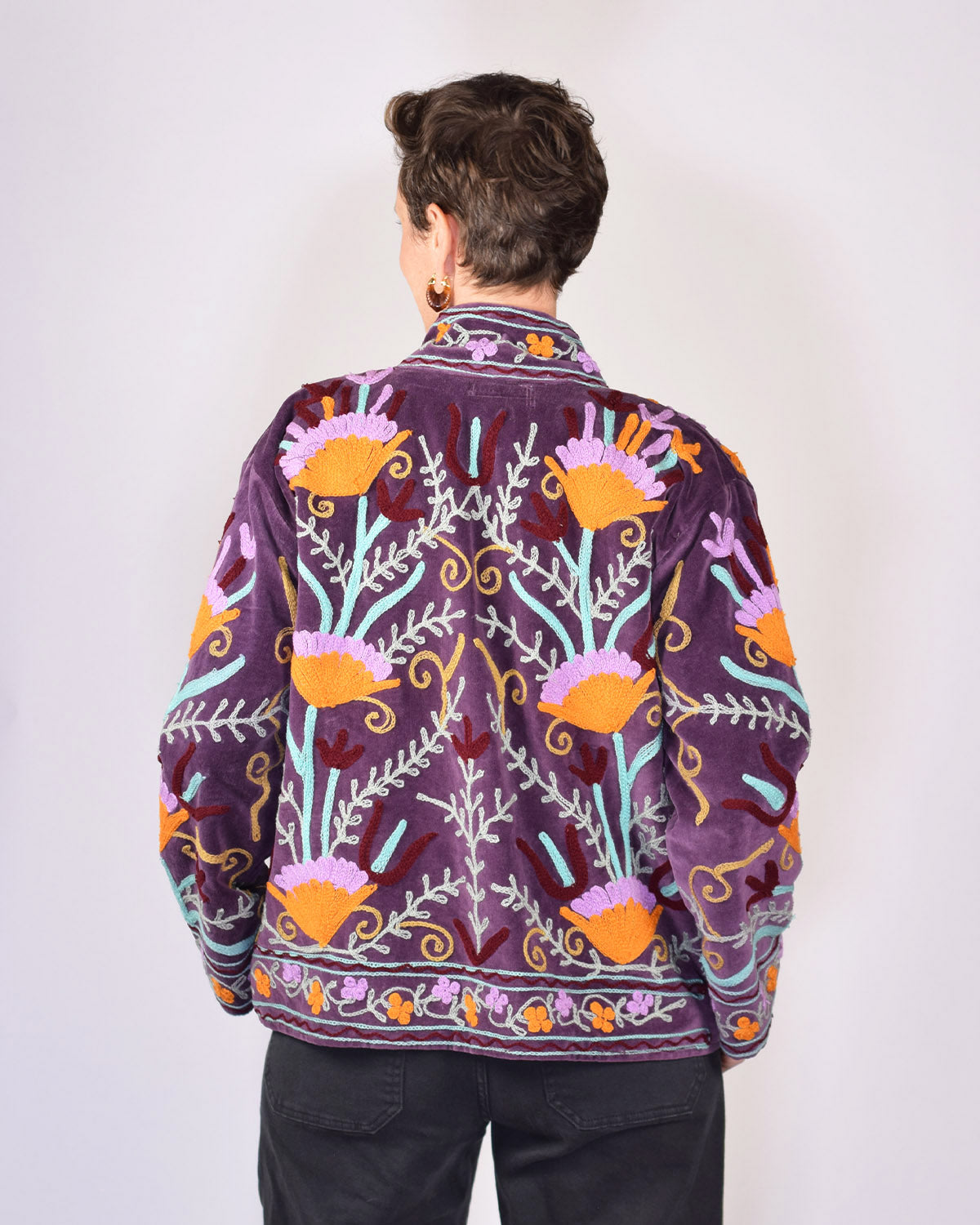 Boho Blooms Embroidered Velvet Jacket - 05
