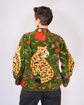 Tiger Tribe Embroidered Velvet Jacket - Olive Green
