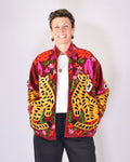 Tiger Tribe Embroidered Velvet Jacket - Brick Red