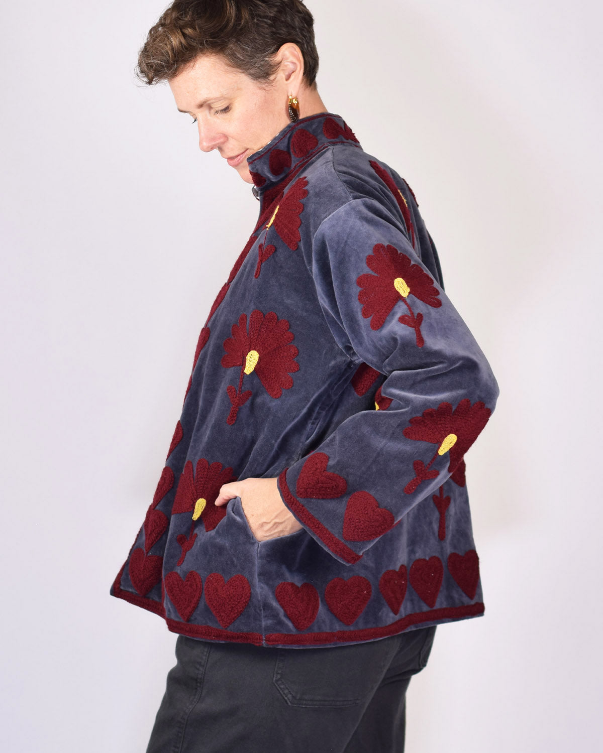 Embroidered Suzani Velvet Jacket - 04