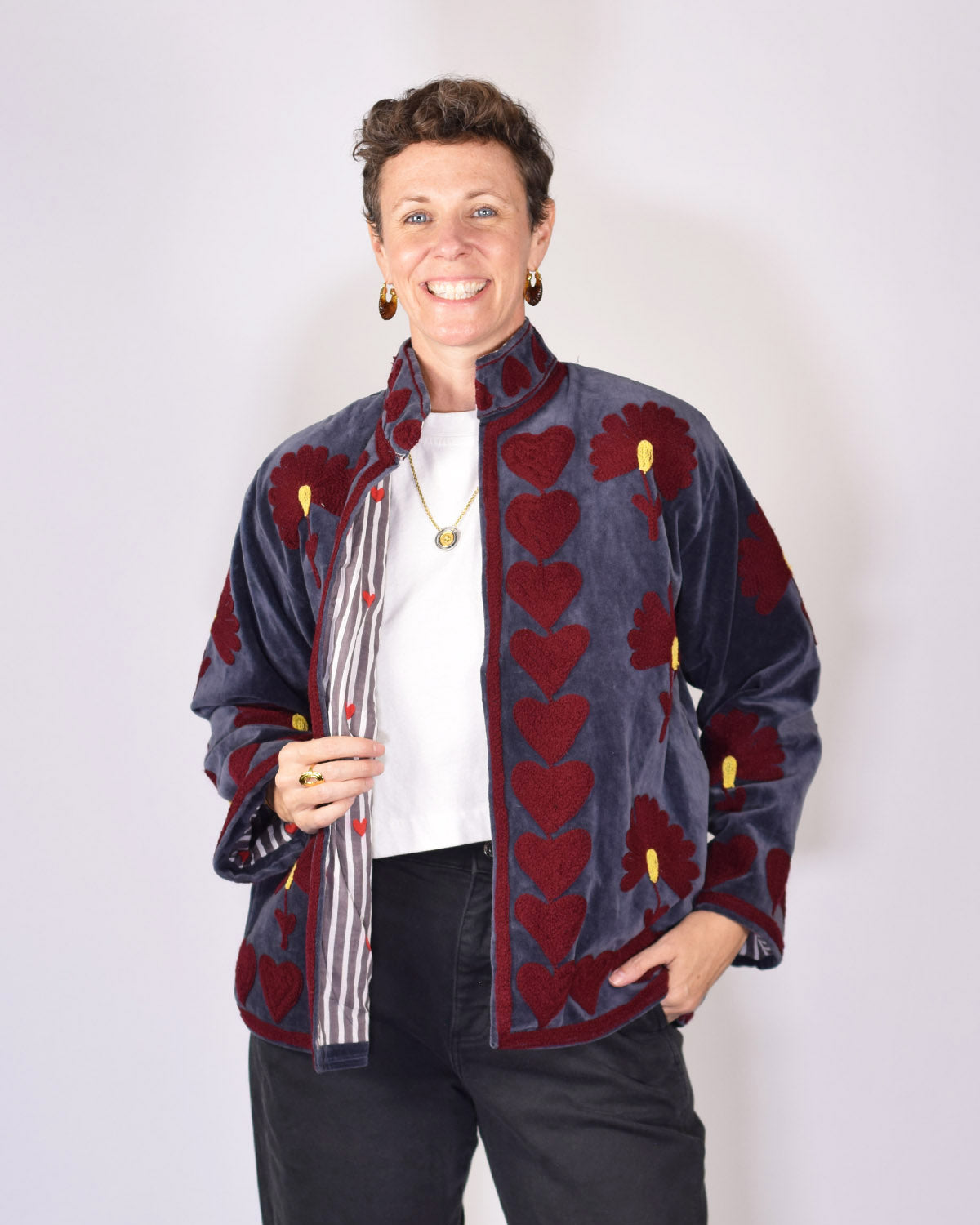 Embroidered Suzani Velvet Jacket - 04