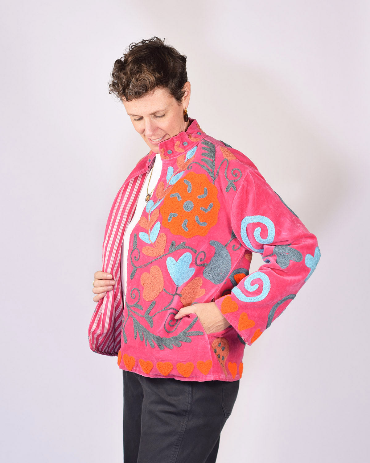 Embroidered Suzani Velvet Jacket - 02