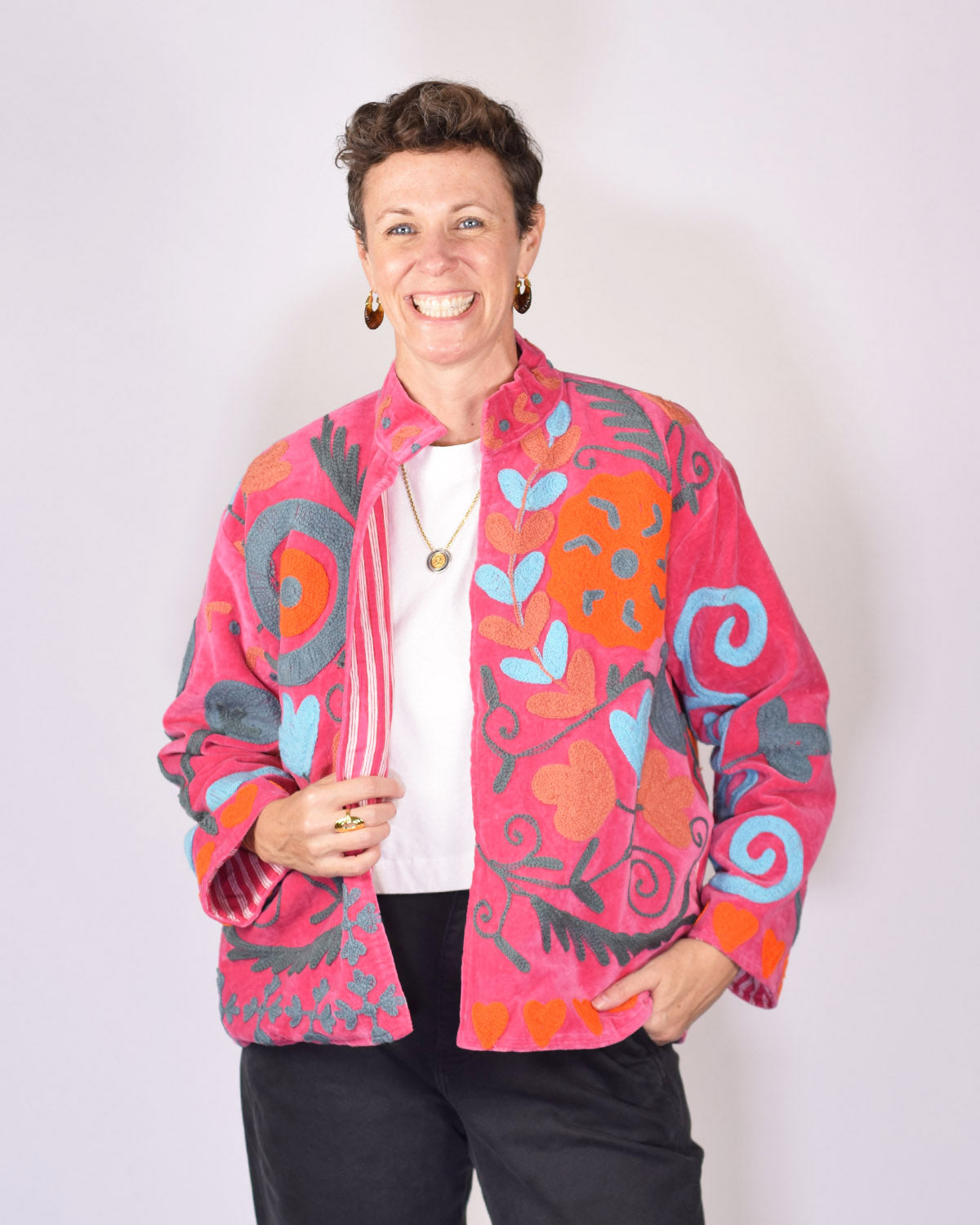 Embroidered Suzani Velvet Jacket - 02