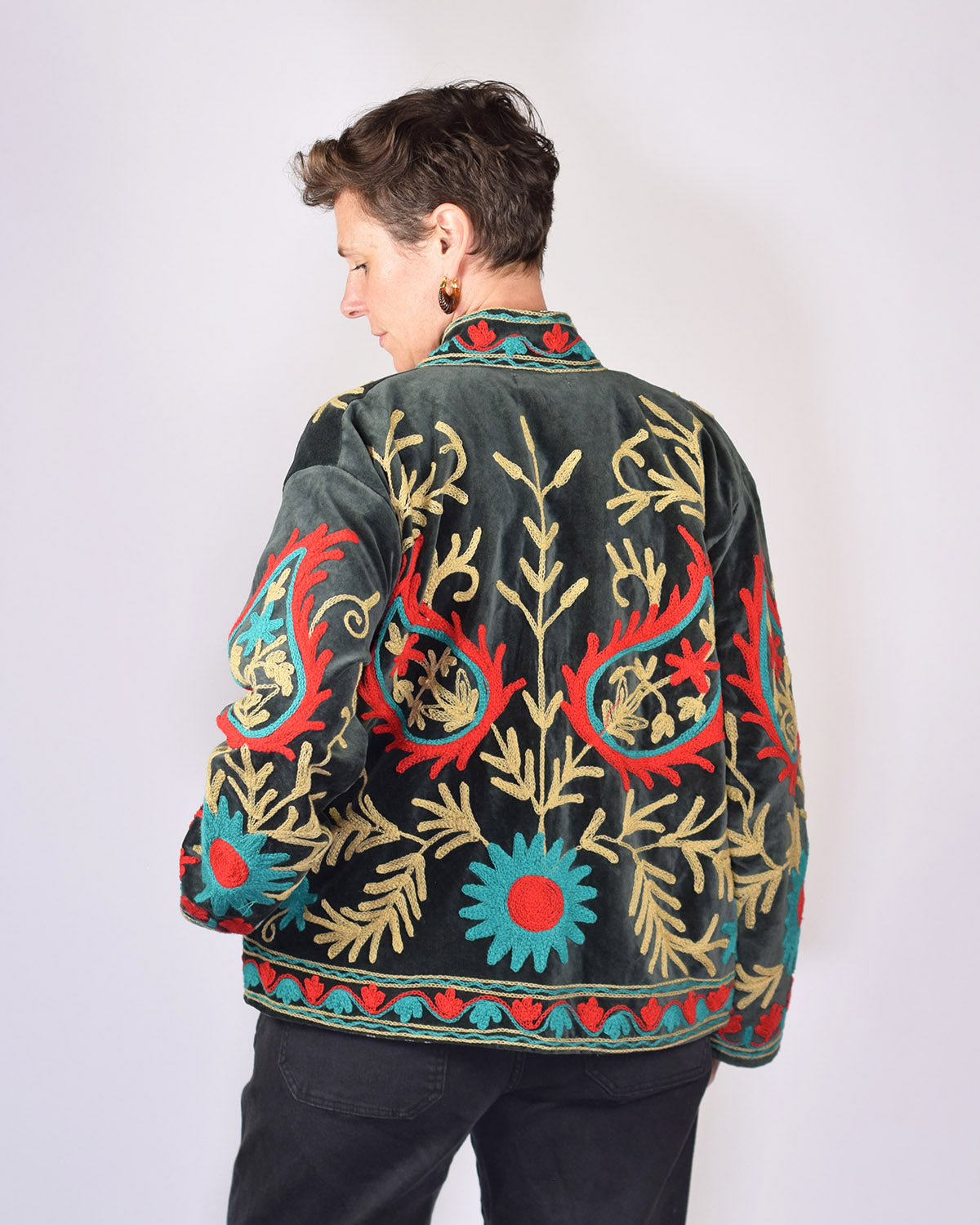 Embroidered Suzani Velvet Jacket - 11