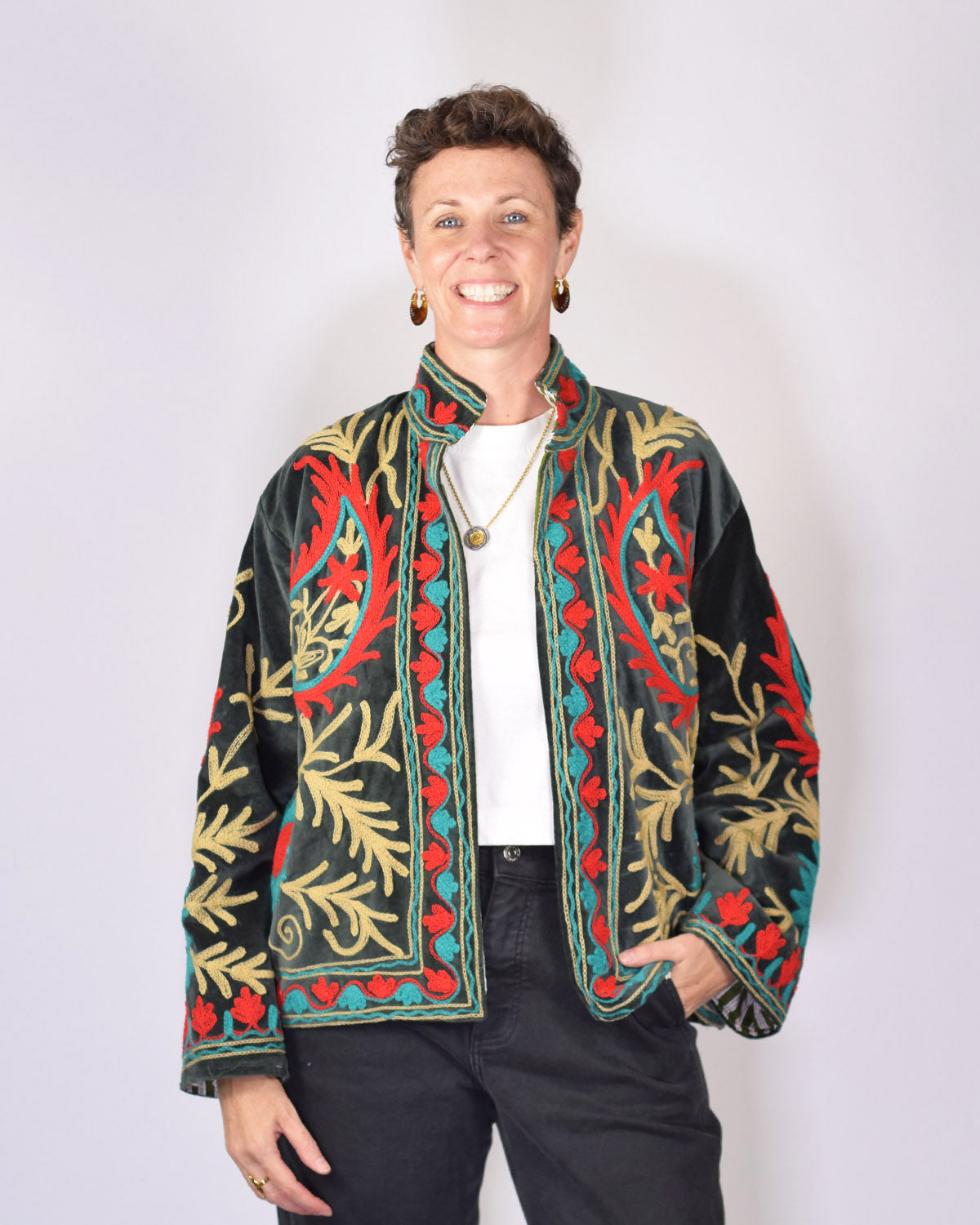 Embroidered Suzani Velvet Jacket - 11