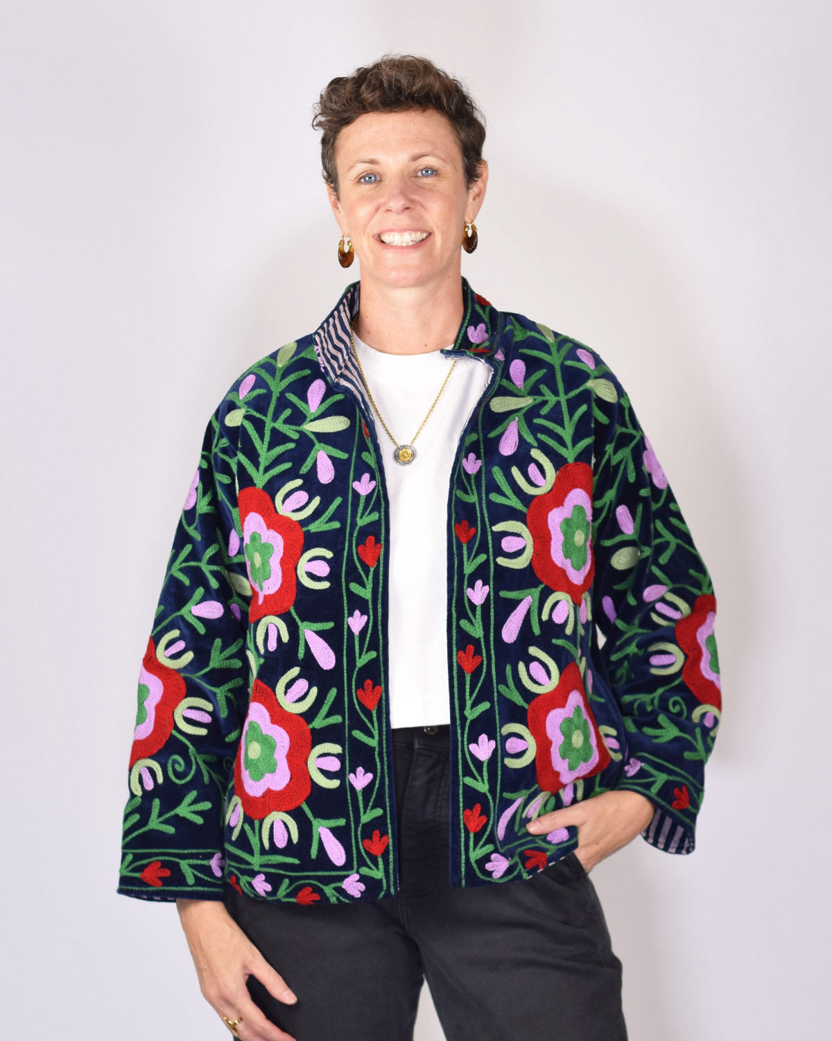 Embroidered Suzani Velvet Jacket - 03