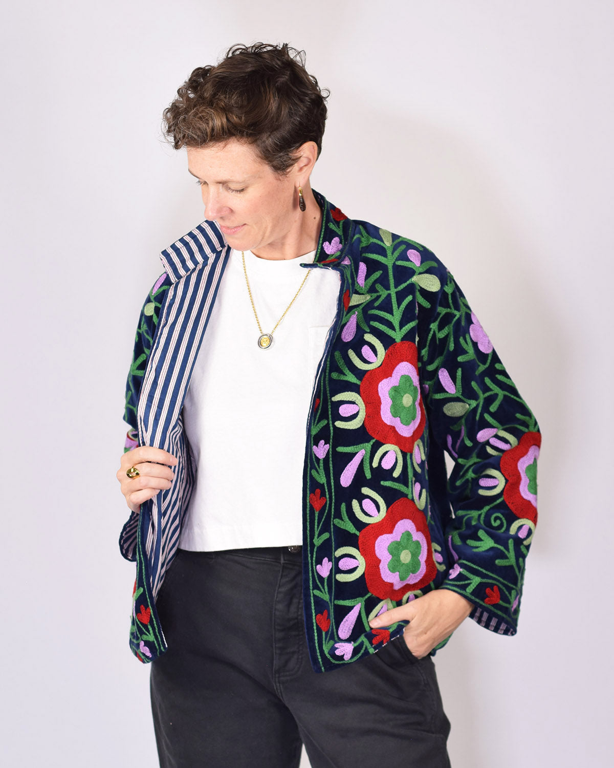 Embroidered Suzani Velvet Jacket - 03