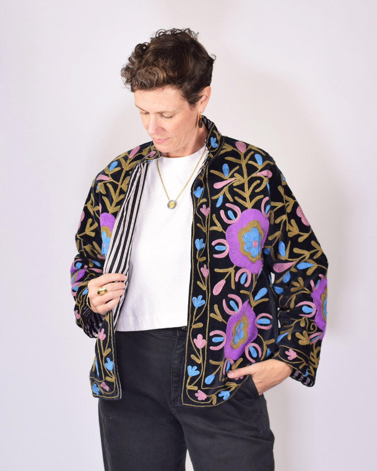Embroidered Suzani Velvet Jacket - 10