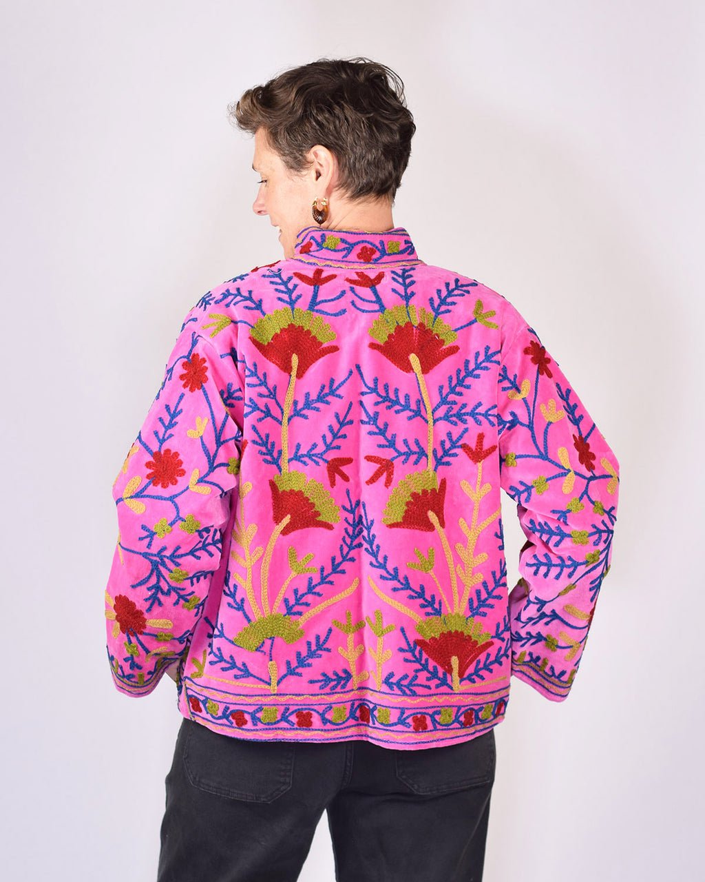 Boho Blooms Embroidered Velvet Jacket - 06