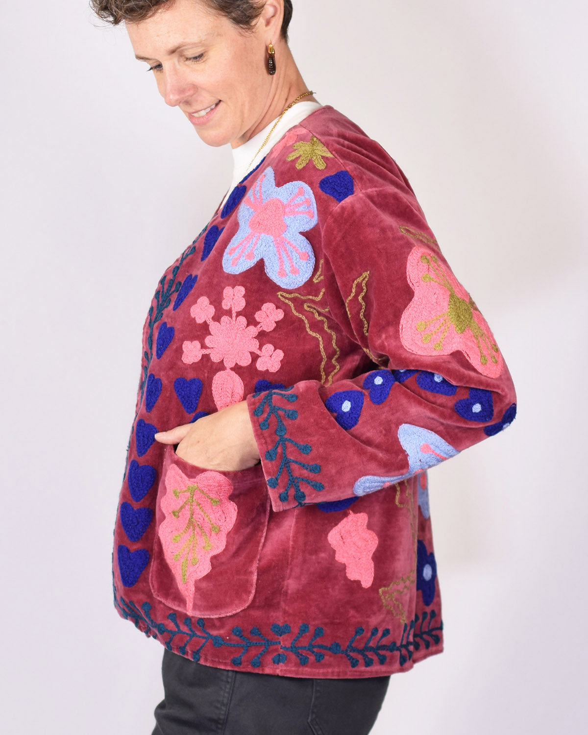 Embroidered Suzani Velvet Jacket - 07