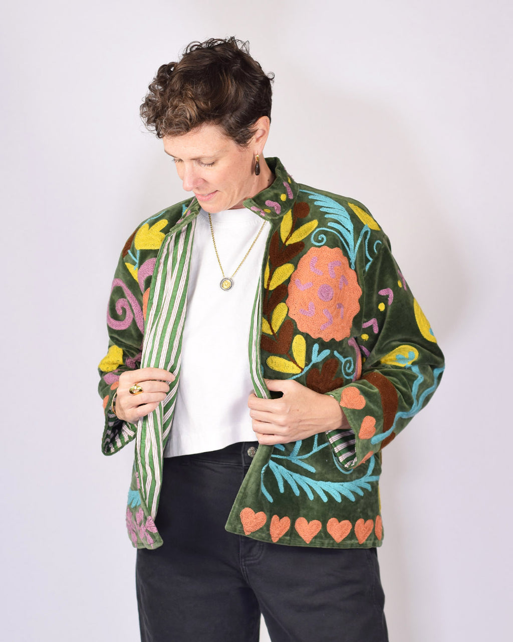 Embroidered Suzani Velvet Jacket - 16
