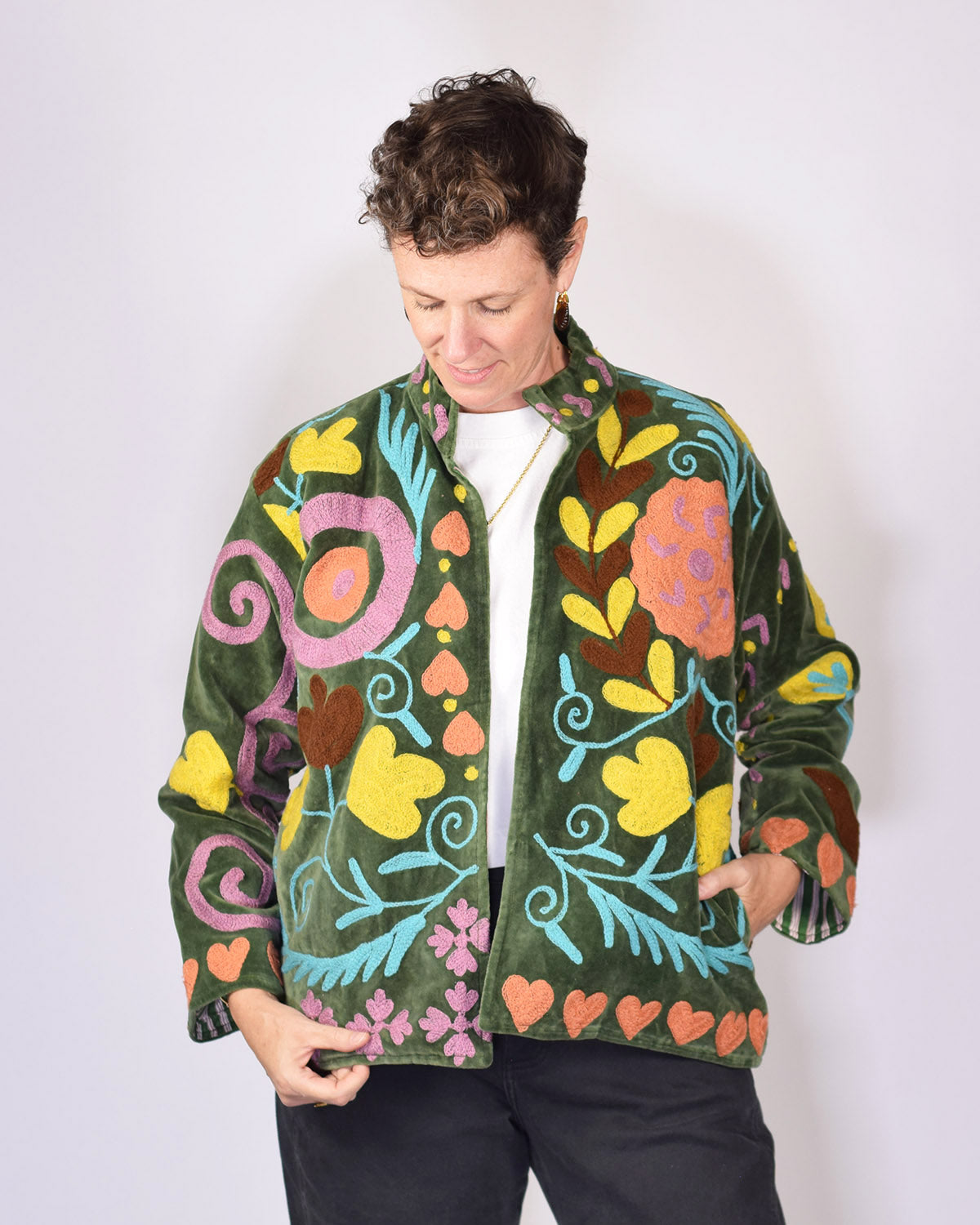 Embroidered Suzani Velvet Jacket - 16