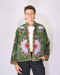 Embroidered Suzani Velvet Jacket - Sun Seeker - Green