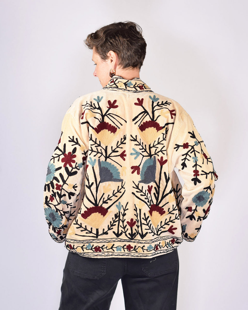 Boho Blooms Embroidered Velvet Jacket - 04