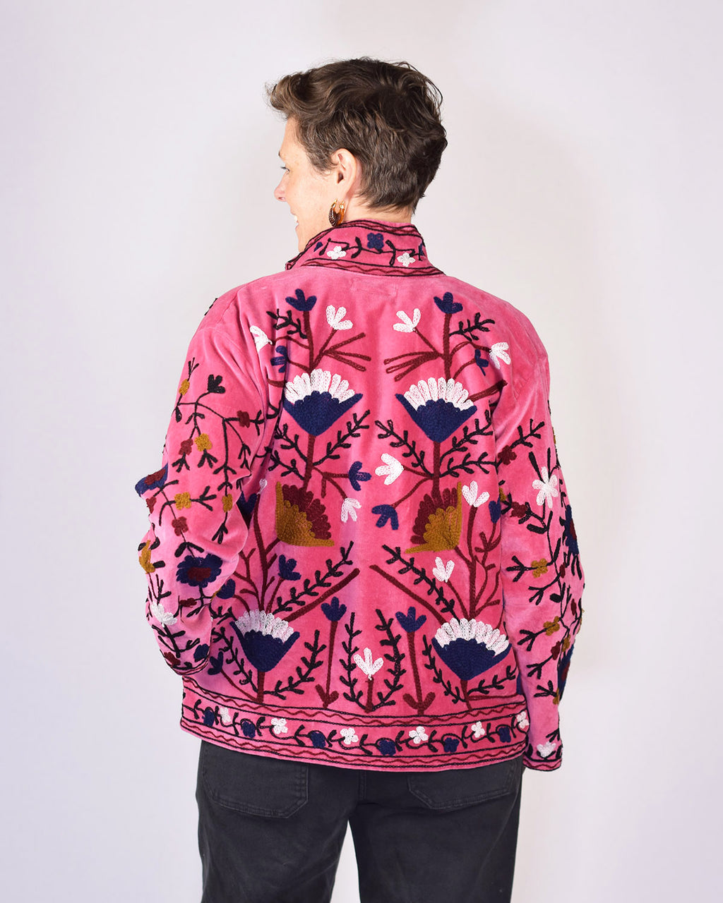 Boho Blooms Embroidered Velvet Jacket - 07
