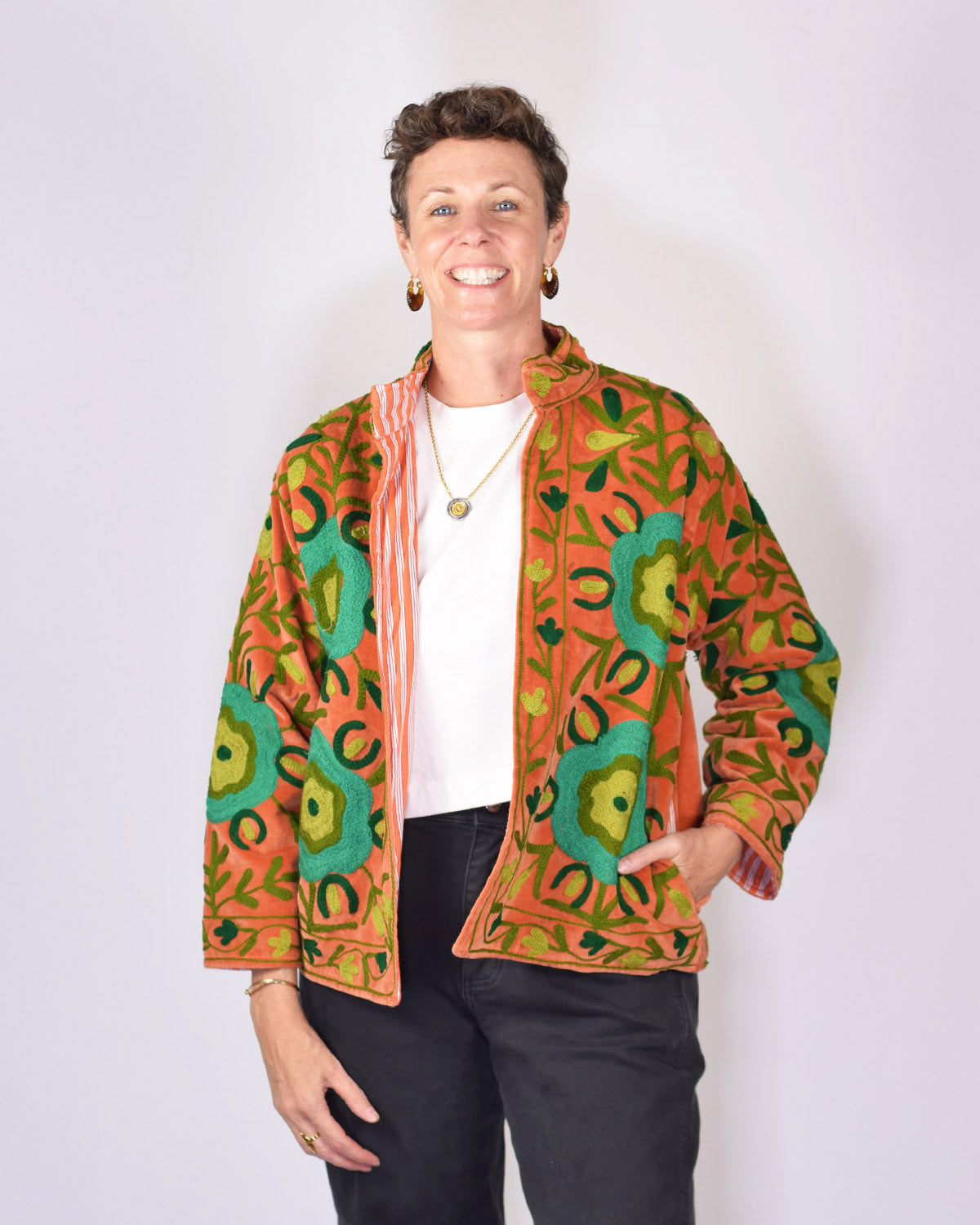 Embroidered Suzani Velvet Jacket - 09