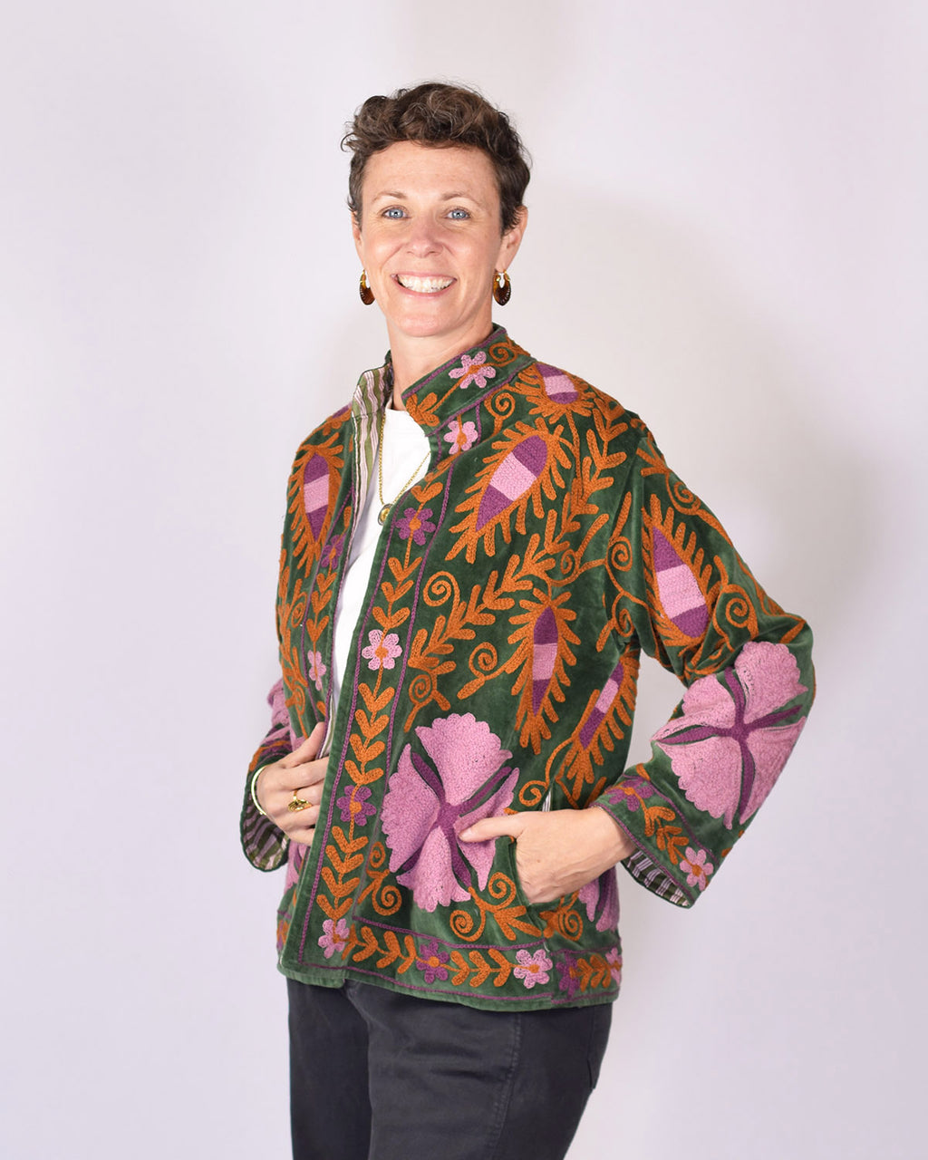 Embroidered Suzani Velvet Jacket - 15