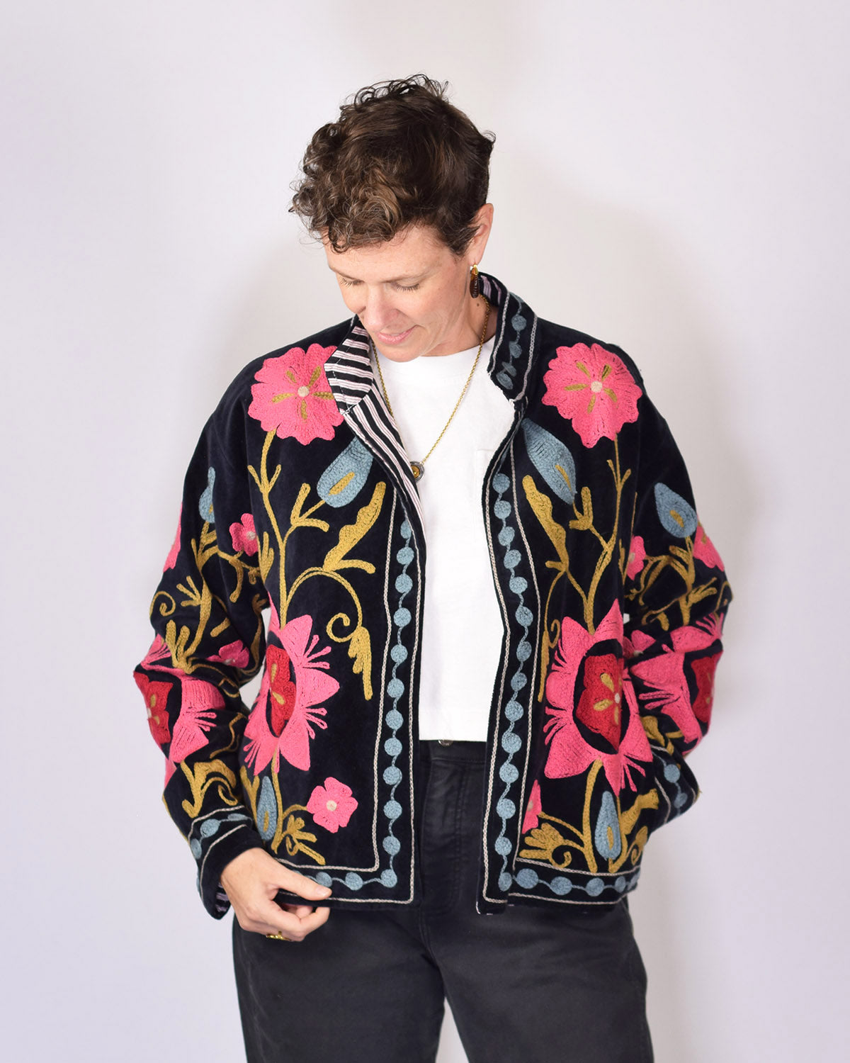 Embroidered Suzani Velvet Jacket - 13
