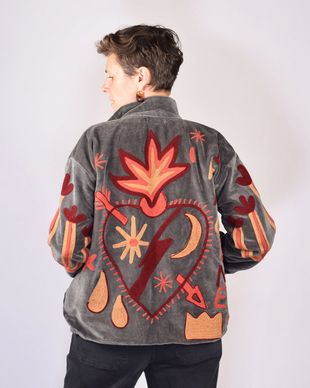 Me + You "Imagine" Embroidered Velvet Jacket - 03