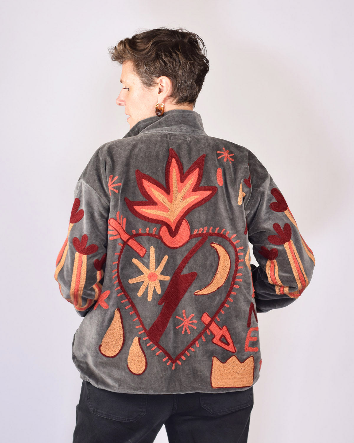 Me + You "Imagine" Embroidered Velvet Jacket - 03