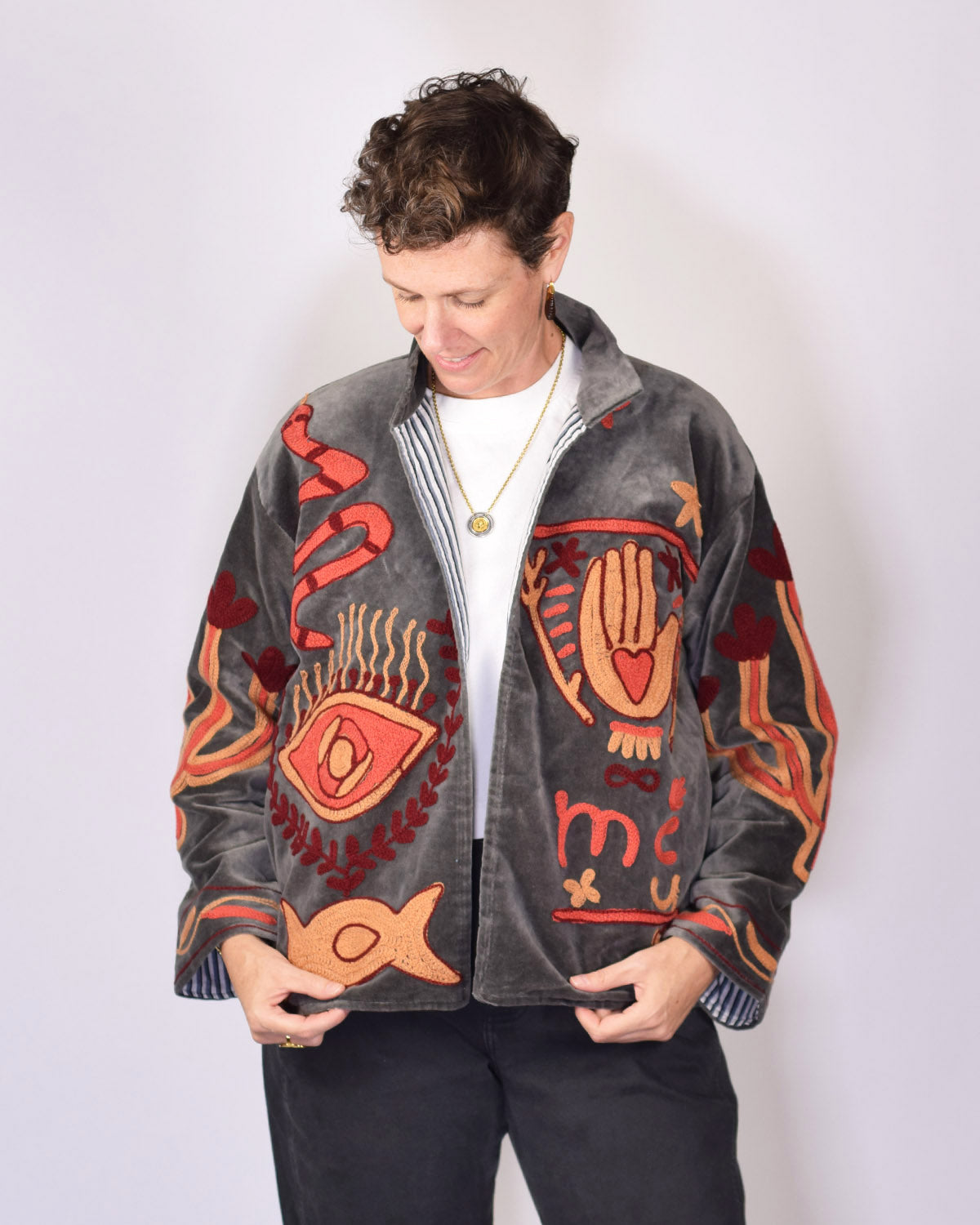 Me + You "Imagine" Embroidered Velvet Jacket - 03