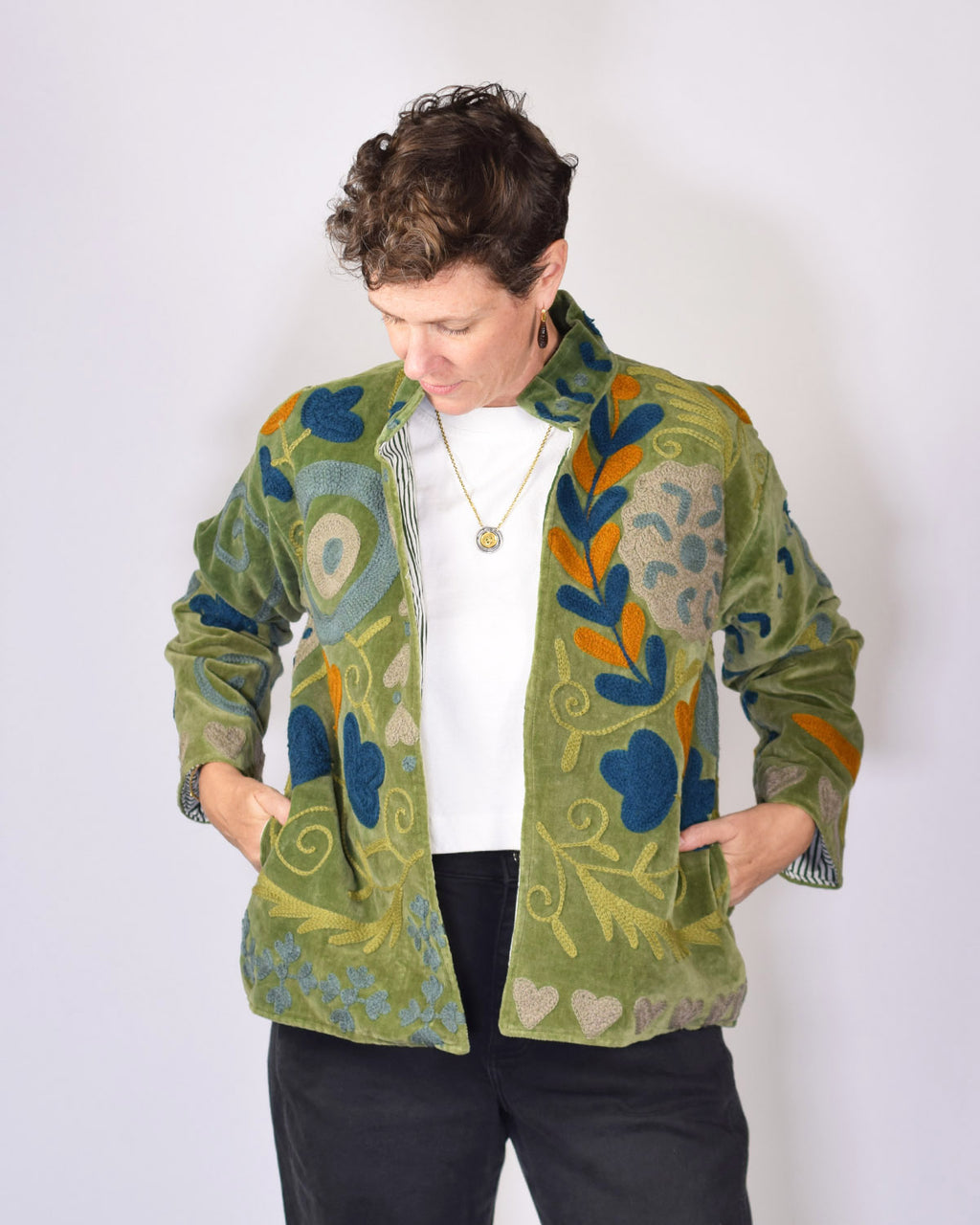 Embroidered Suzani Velvet Jacket - 12