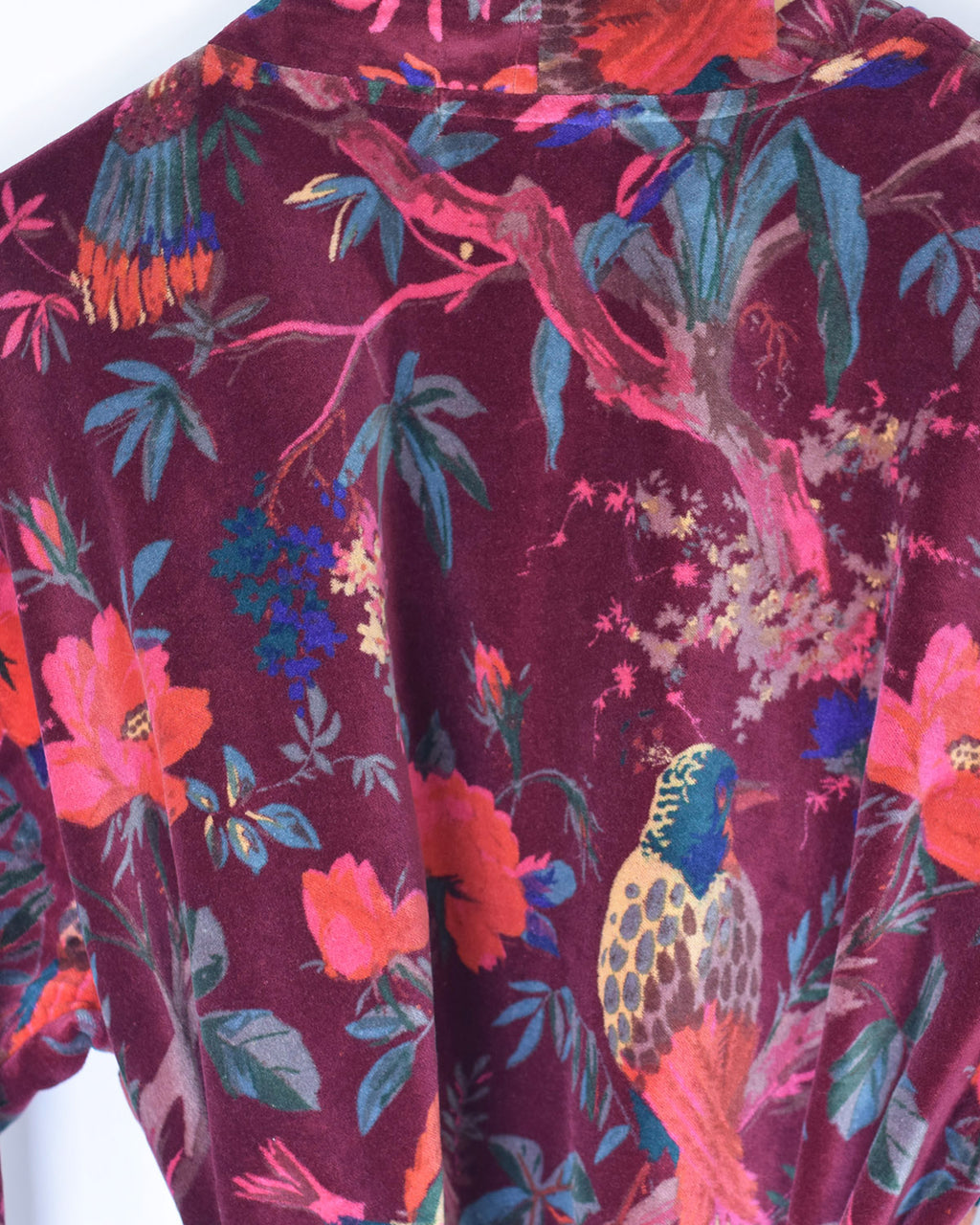 Plush Velvet Unisex Robe - One Size / Extended Size Fit - Crimson Rainforest