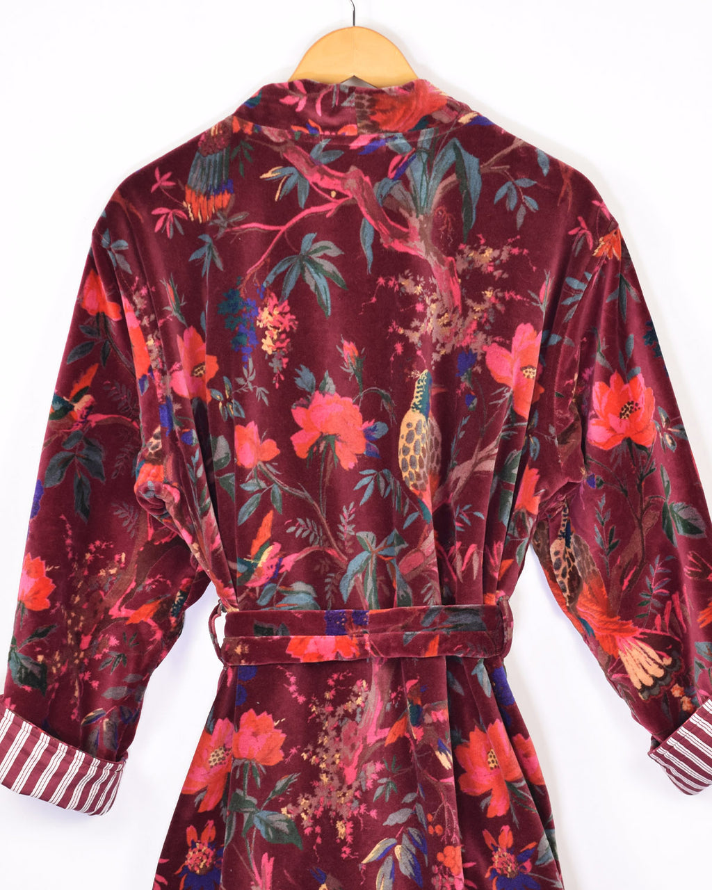 Plush Velvet Unisex Robe - One Size / Extended Size Fit - Crimson Rainforest