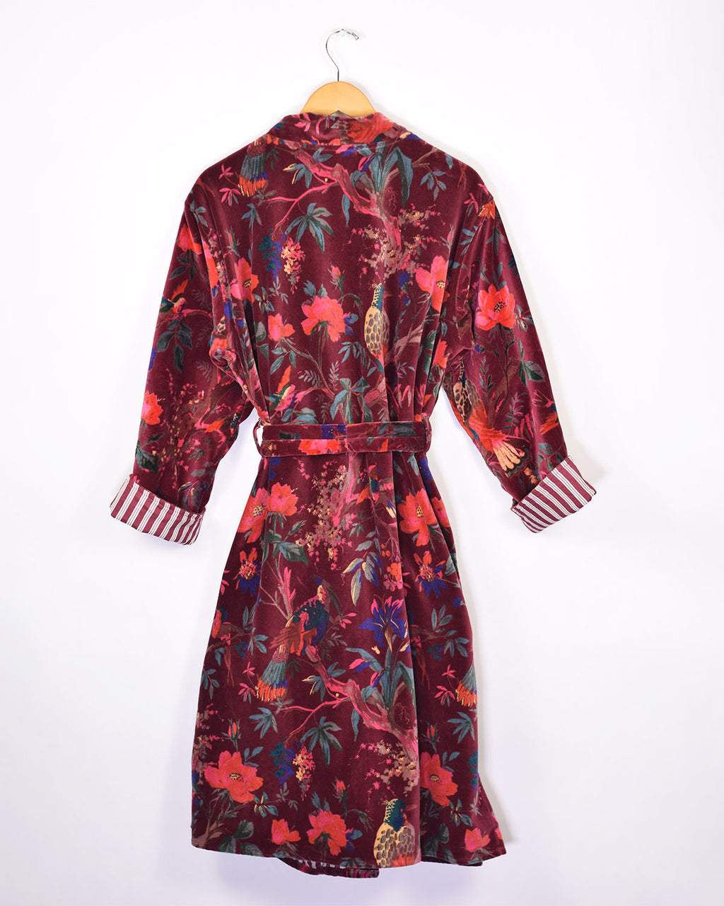 Plush Velvet Unisex Robe - One Size / Extended Size Fit - Crimson Rainforest