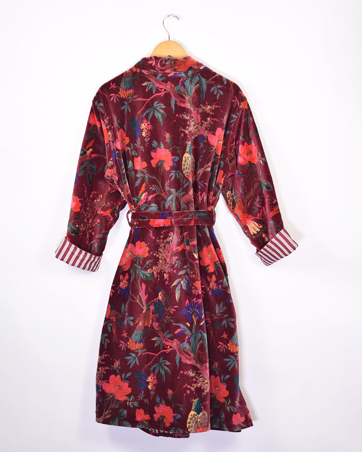 Plush Velvet Unisex Robe - One Size / Extended Size Fit - Crimson Rainforest