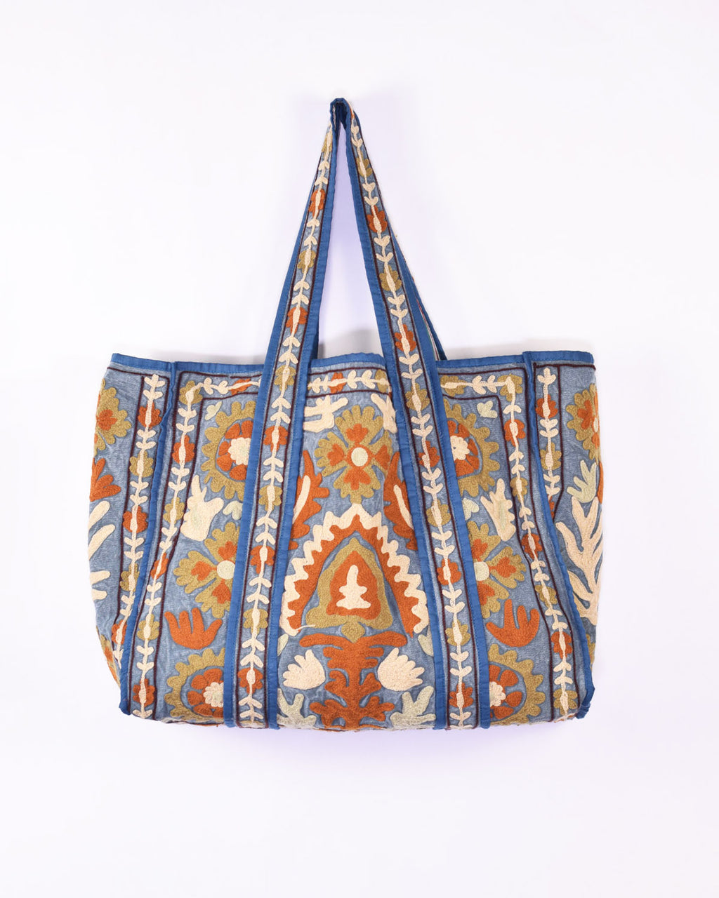 Canvas Suzani Embroidered Oversized Tote Bag - 06 image 0