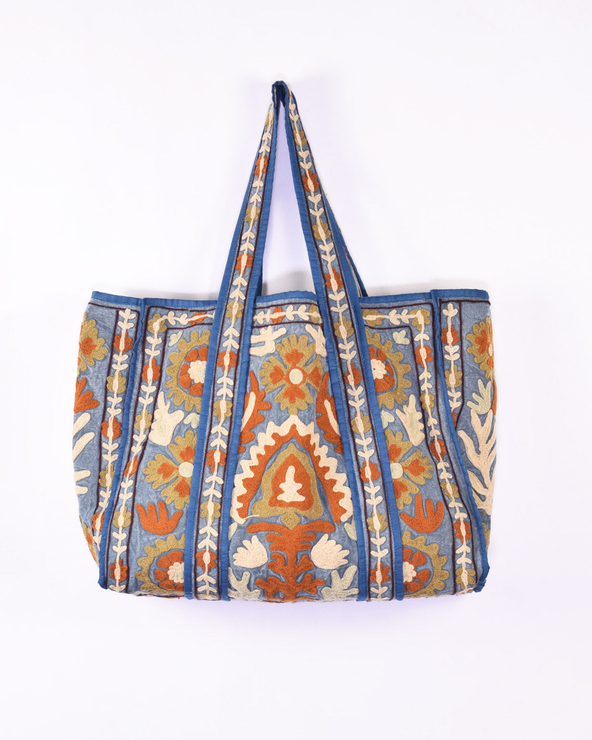 Canvas Suzani Embroidered Oversized Tote Bag - 06 image 0