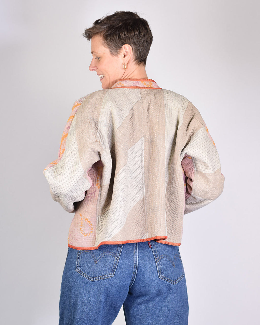 Sofie Quilted Reversible Patchwork Kantha Jacket - 09 image 7