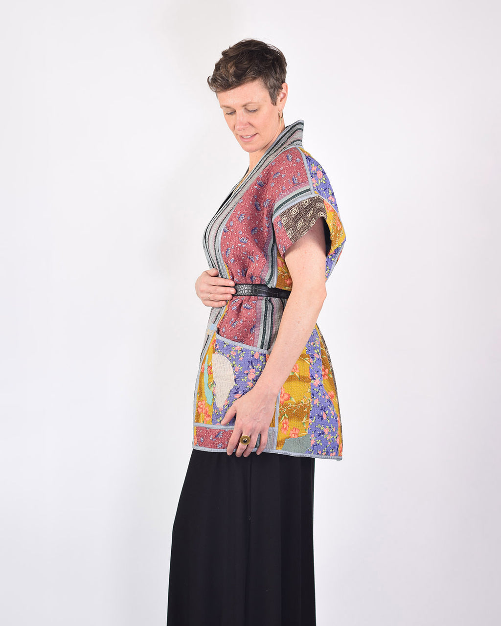Maddie Cape - Reversible Jacket/Vest - Repurposed Kantha Quilts -03 image 10