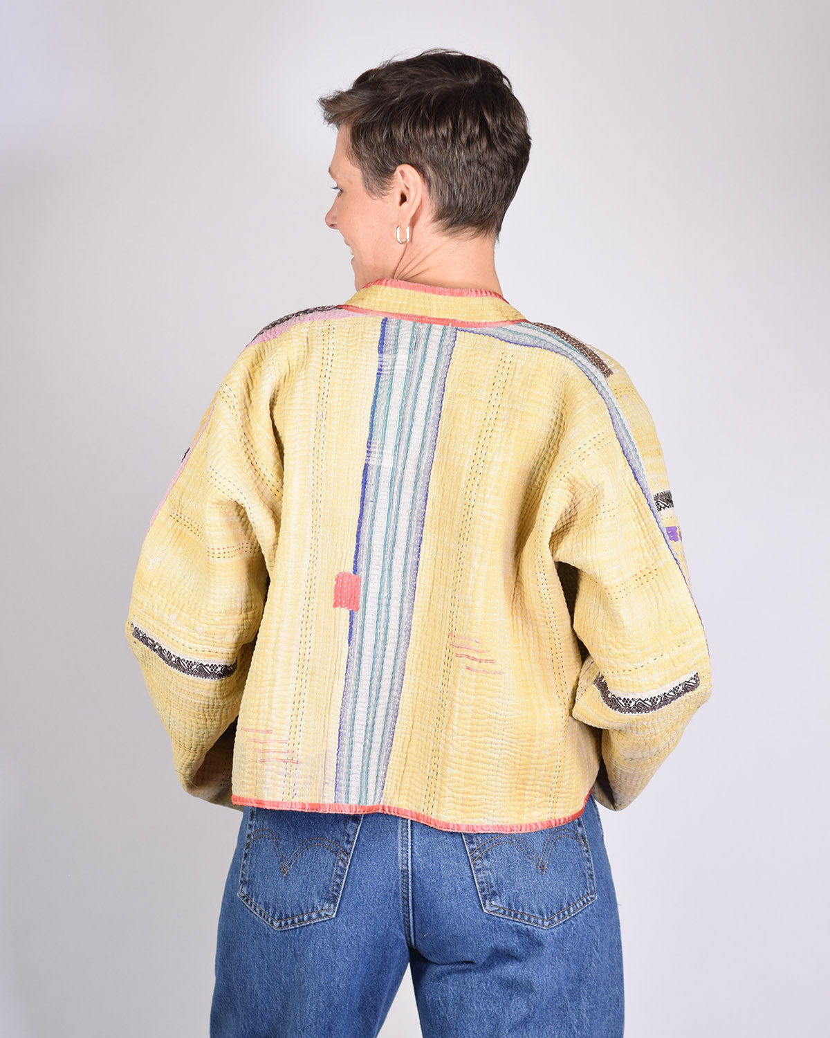 Sofie Quilted Reversible Patchwork Kantha Jacket -12 image 4