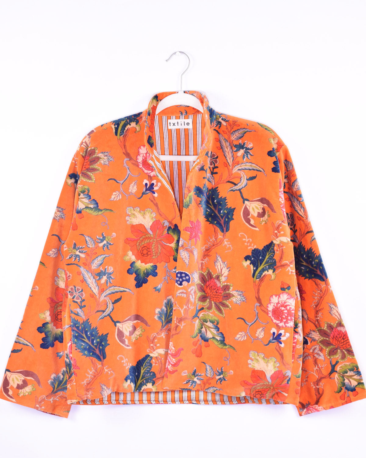 Velvet Printed Jacket - Orange Garden image 0