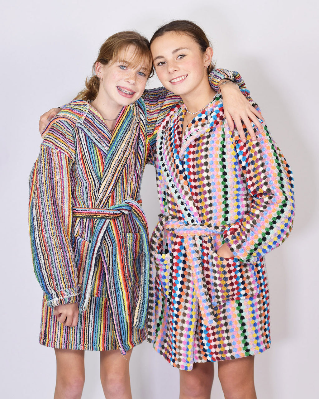 KIDS Organic Turkish Cotton Plush Terry Cloth Robe - Rainbow Checkered image 13