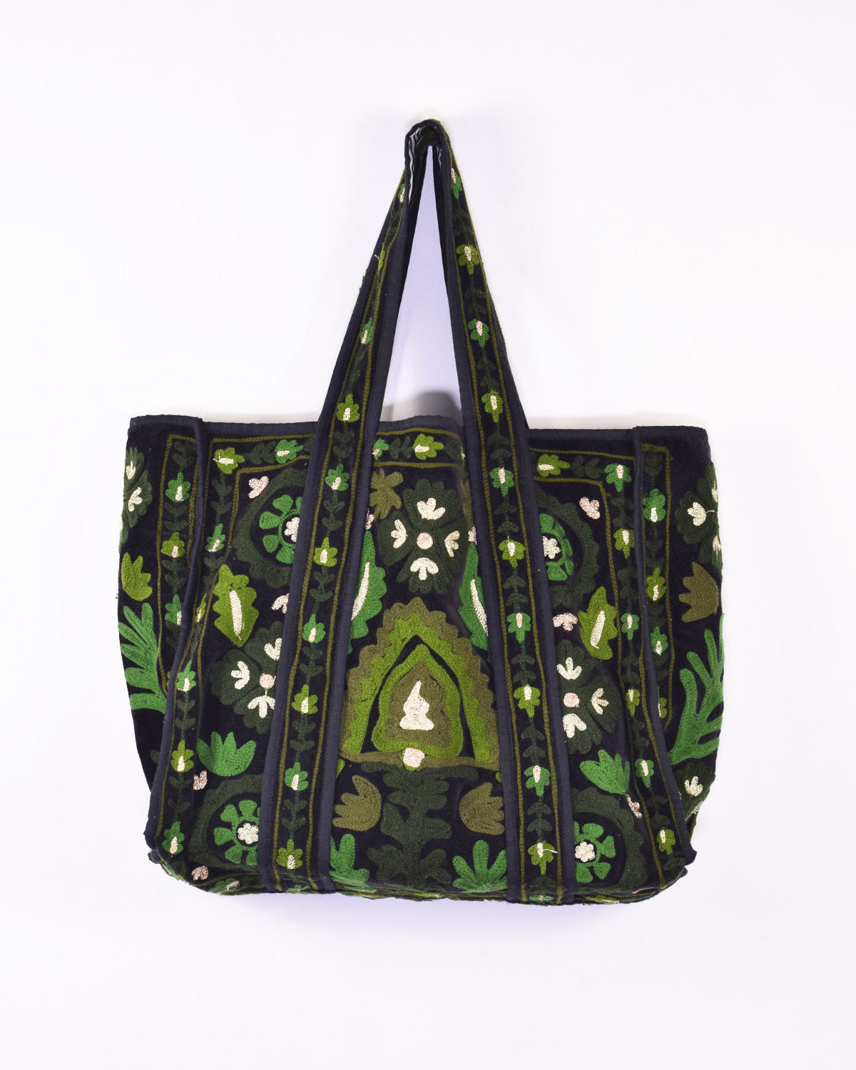 Velvet Suzani Embroidered Oversized Tote Bag - 07 image 1