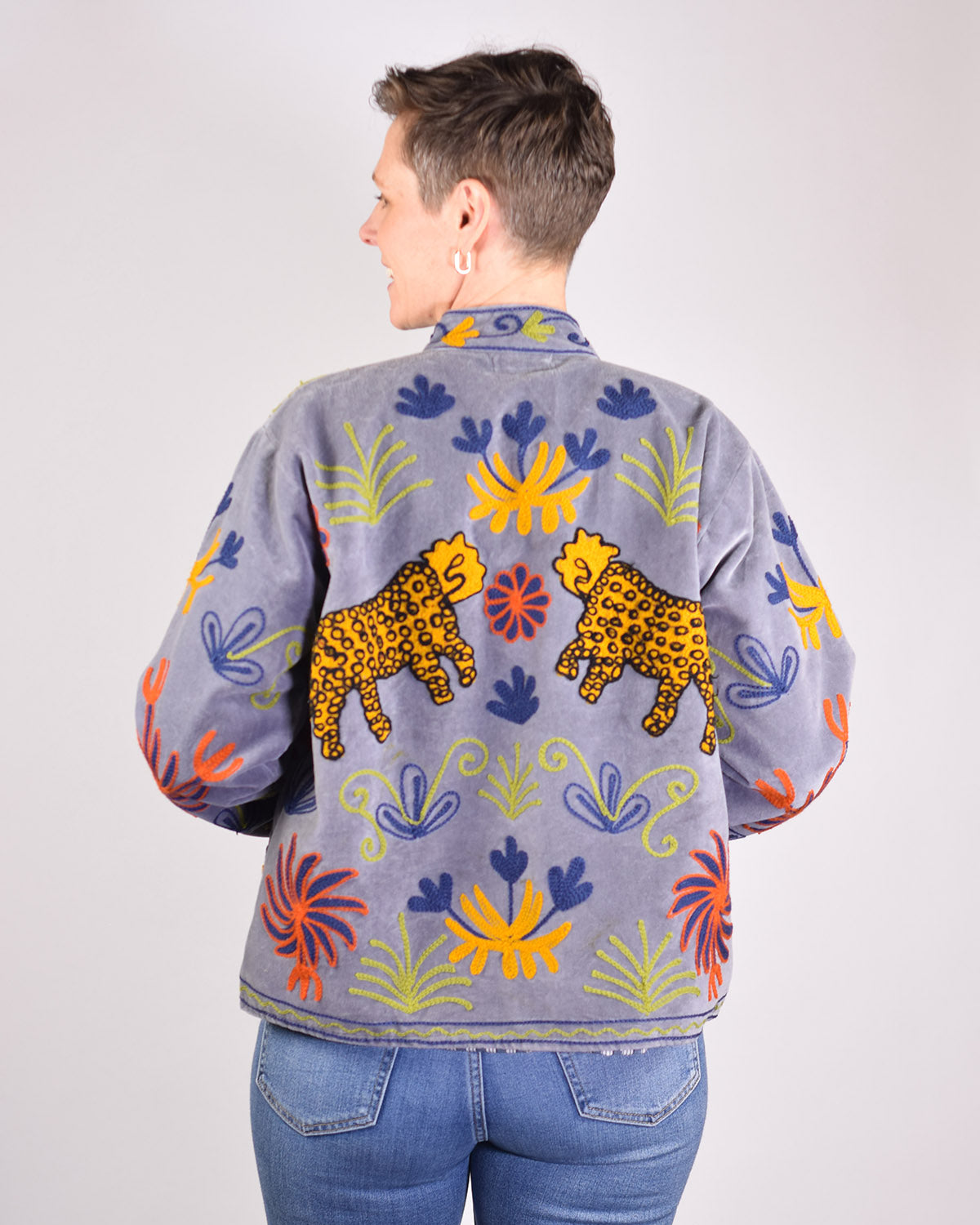 Leopard Jungle Embroidered Velvet Jacket - 02 image 0