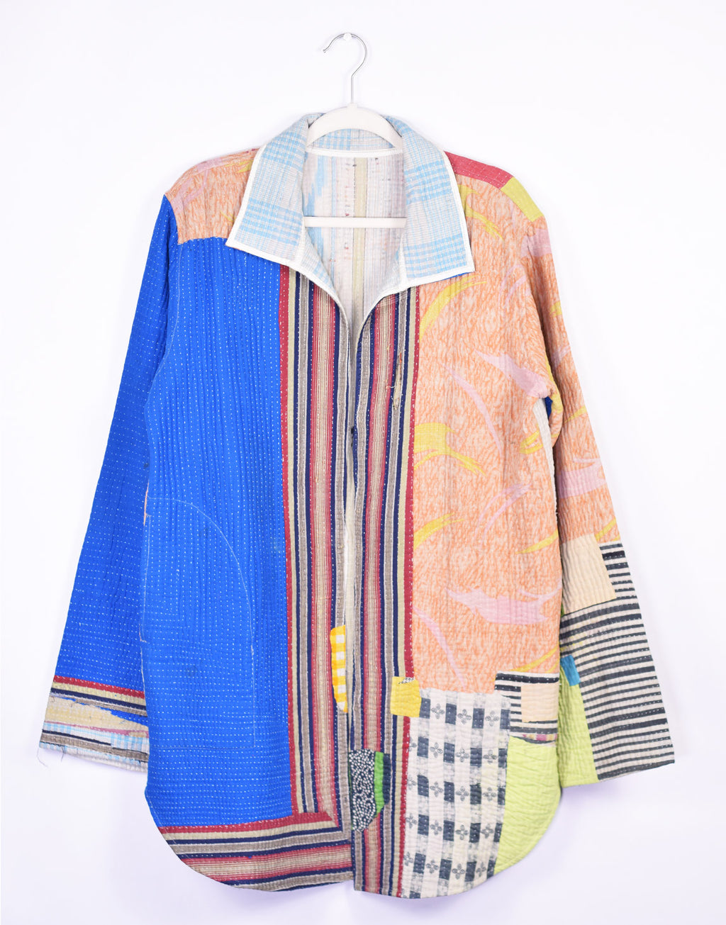 Frankie Long Quilted Reversible Patchwork Kantha Jacket - 01 image 0