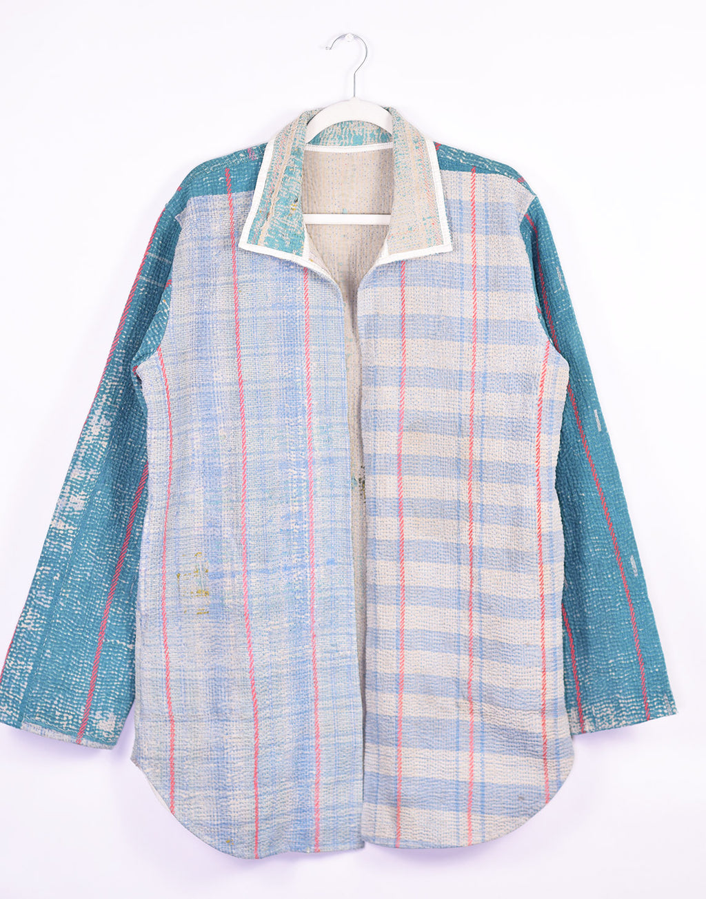 Frankie Long Quilted Reversible Patchwork Kantha Jacket -11 image 0