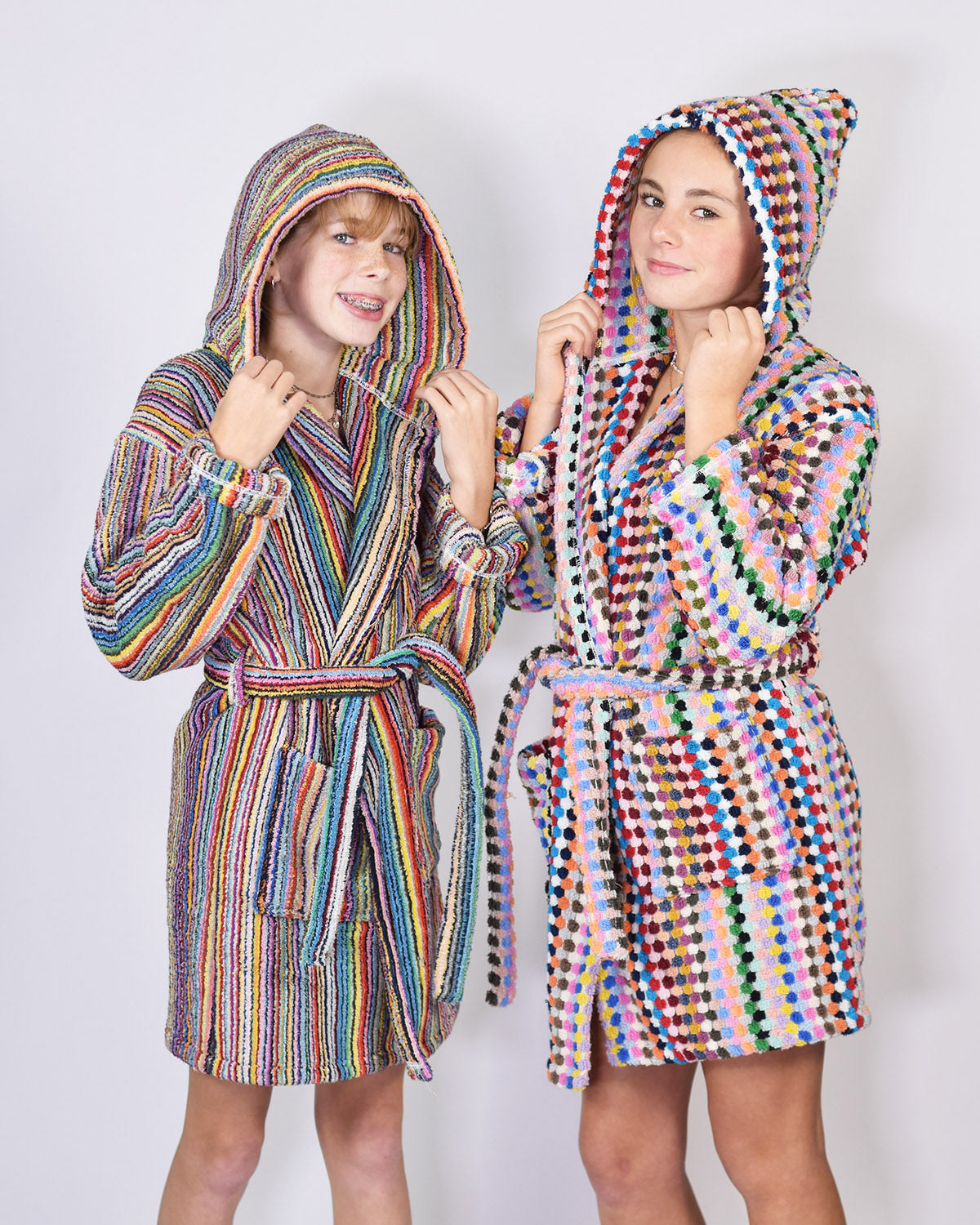 KIDS Organic Turkish Cotton Plush Terry Cloth Robe - Rainbow Checkered image 10