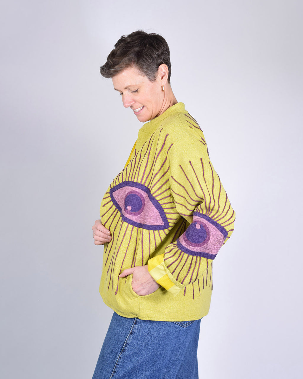 Lightweight Evil Eye Canvas Embroidered Jacket - 13 image 0