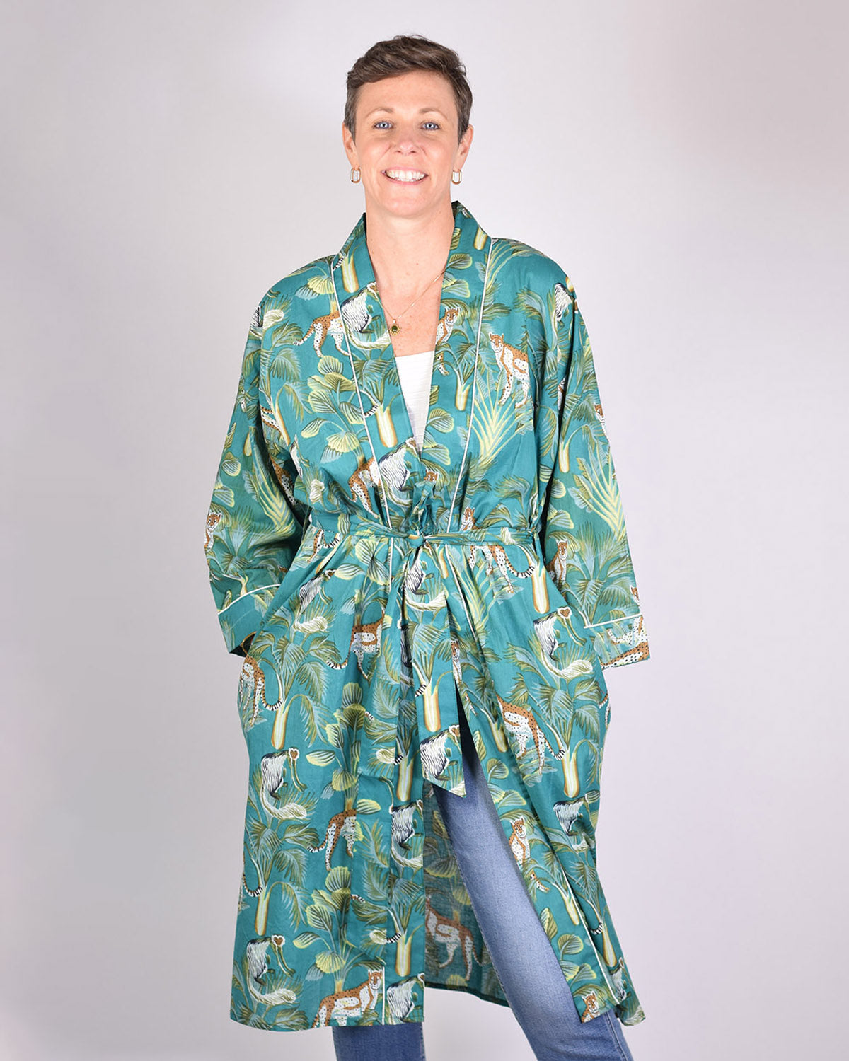 Lightweight Cotton Robe / Kimono - Monkey Forest image 4