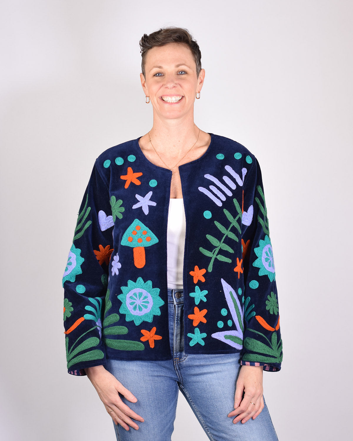 Mellow Mushroom Embroidered Velvet Jacket - 03 image 0