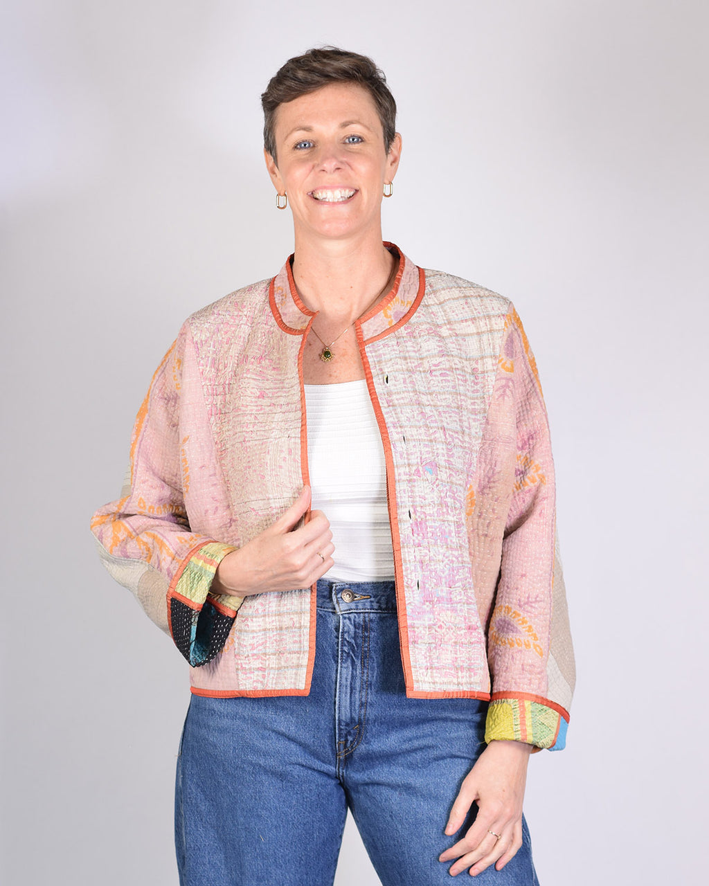 Sofie Quilted Reversible Patchwork Kantha Jacket - 09 image 4