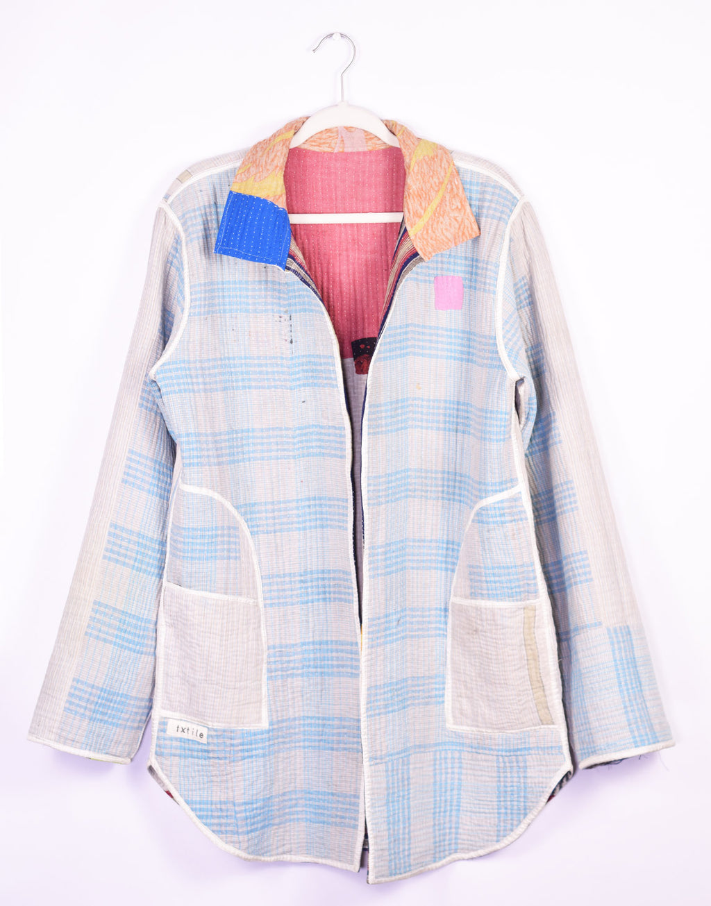 Frankie Long Quilted Reversible Patchwork Kantha Jacket - 01 image 2
