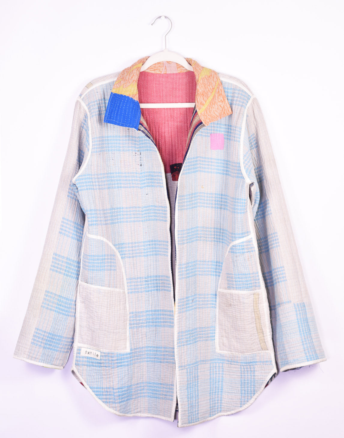 Frankie Long Quilted Reversible Patchwork Kantha Jacket - 01 image 2