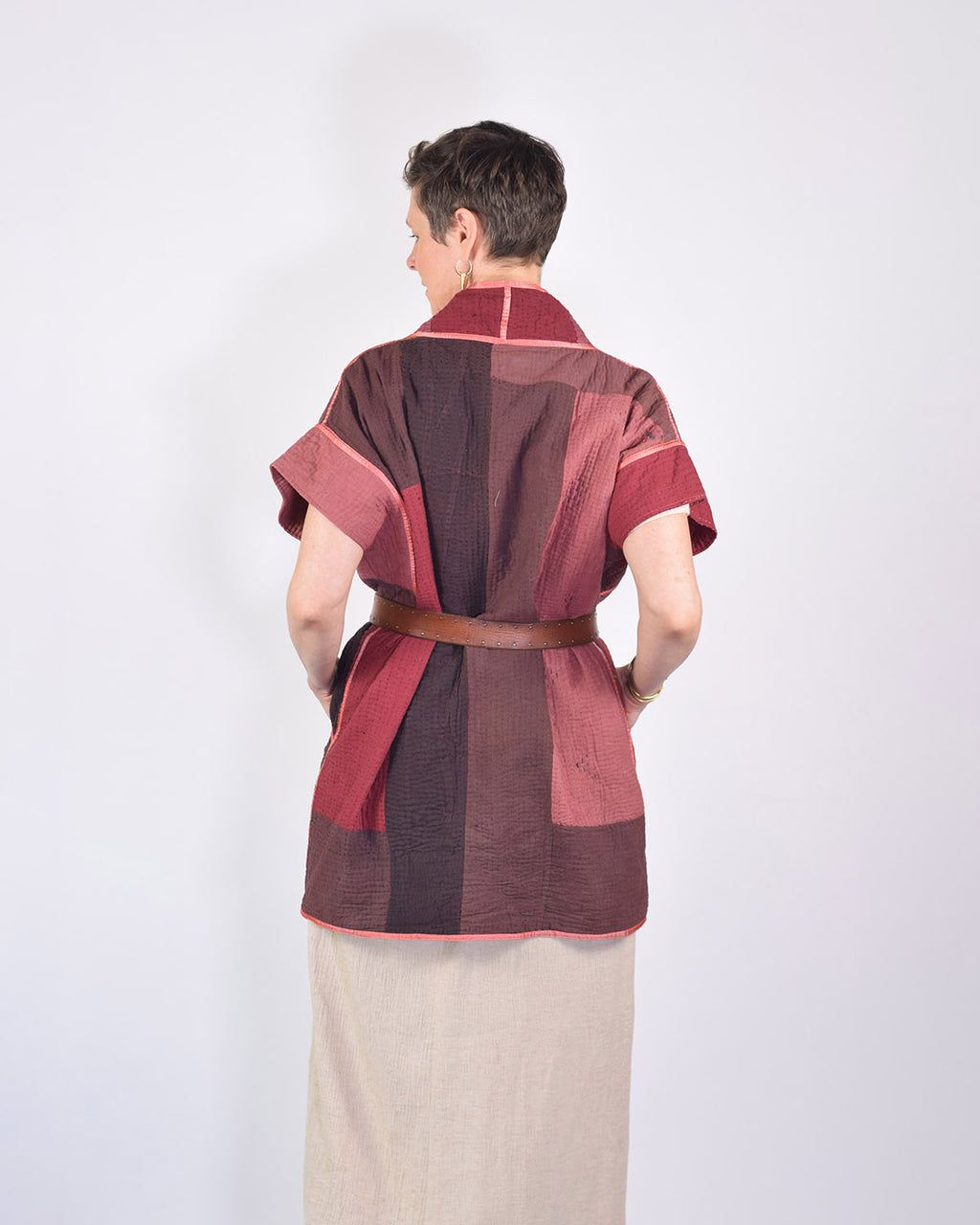 Maddie Cape - Reversible Jacket/Vest - Repurposed Kantha Quilts -04 image 2